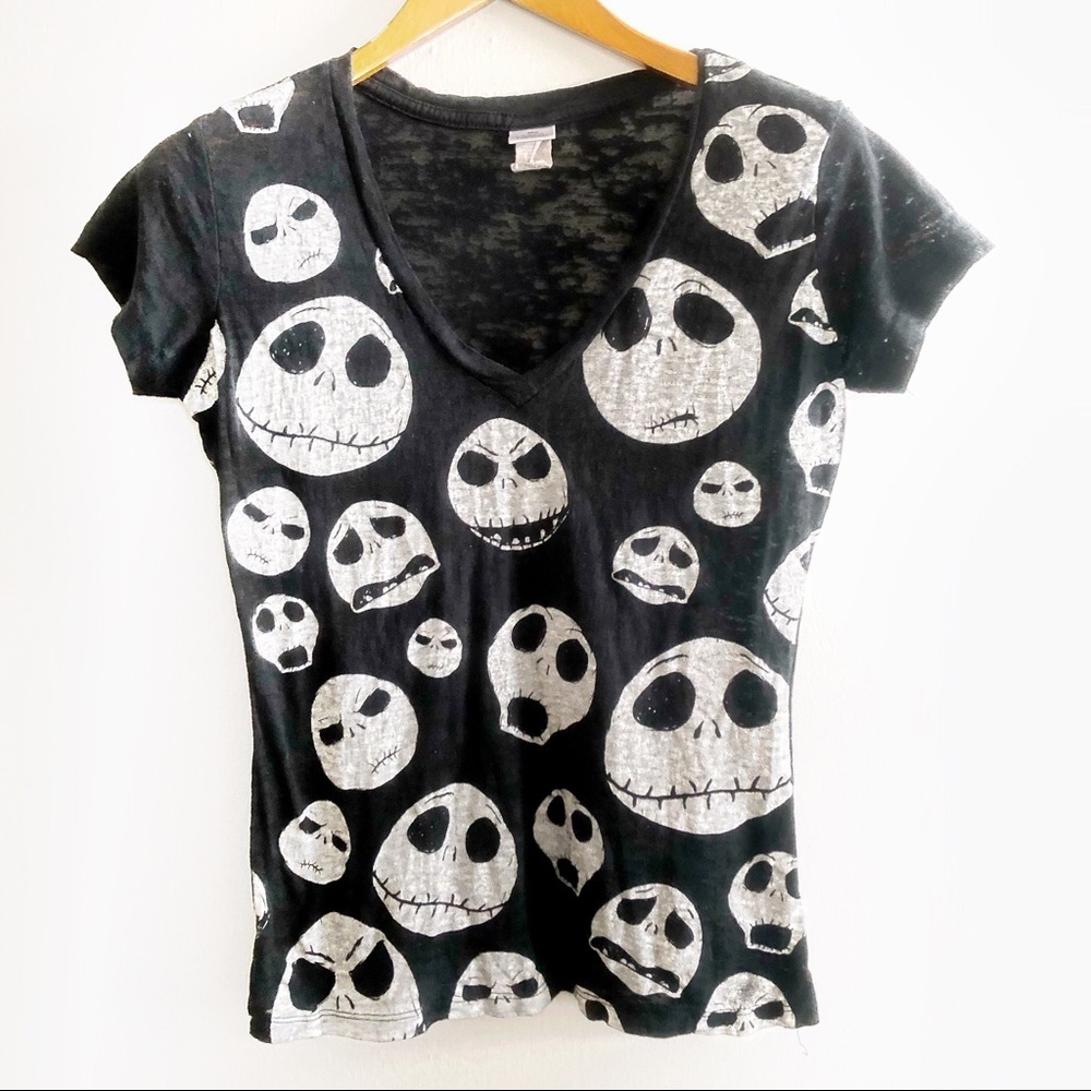 Heathered short sleeve Jack Skellington V Neck